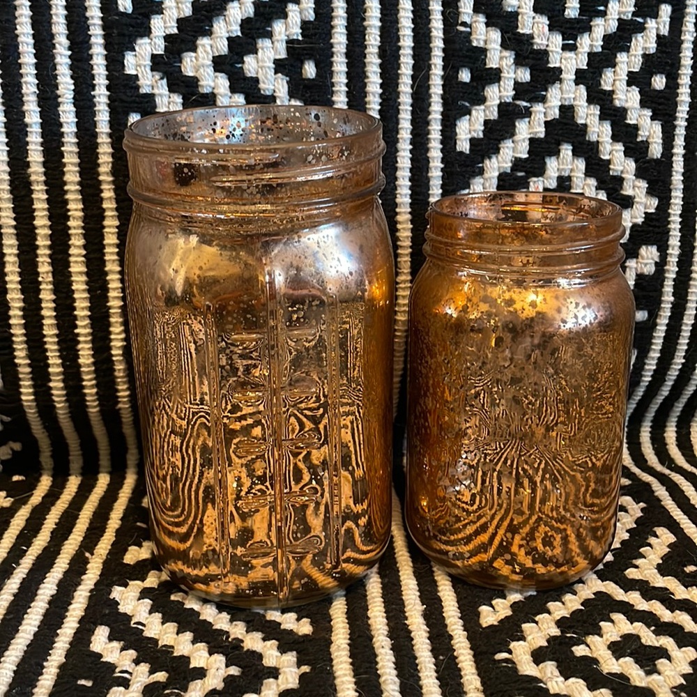 Copper colored mason jars